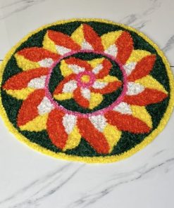 Lotus Inspired Yellow and Red Pookalam for Onam Décor
