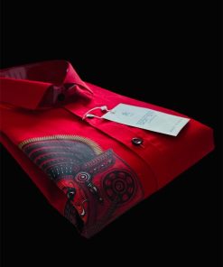 Men’s Red Theyyam Art Cotton Shirt – Traditional Heritage Print