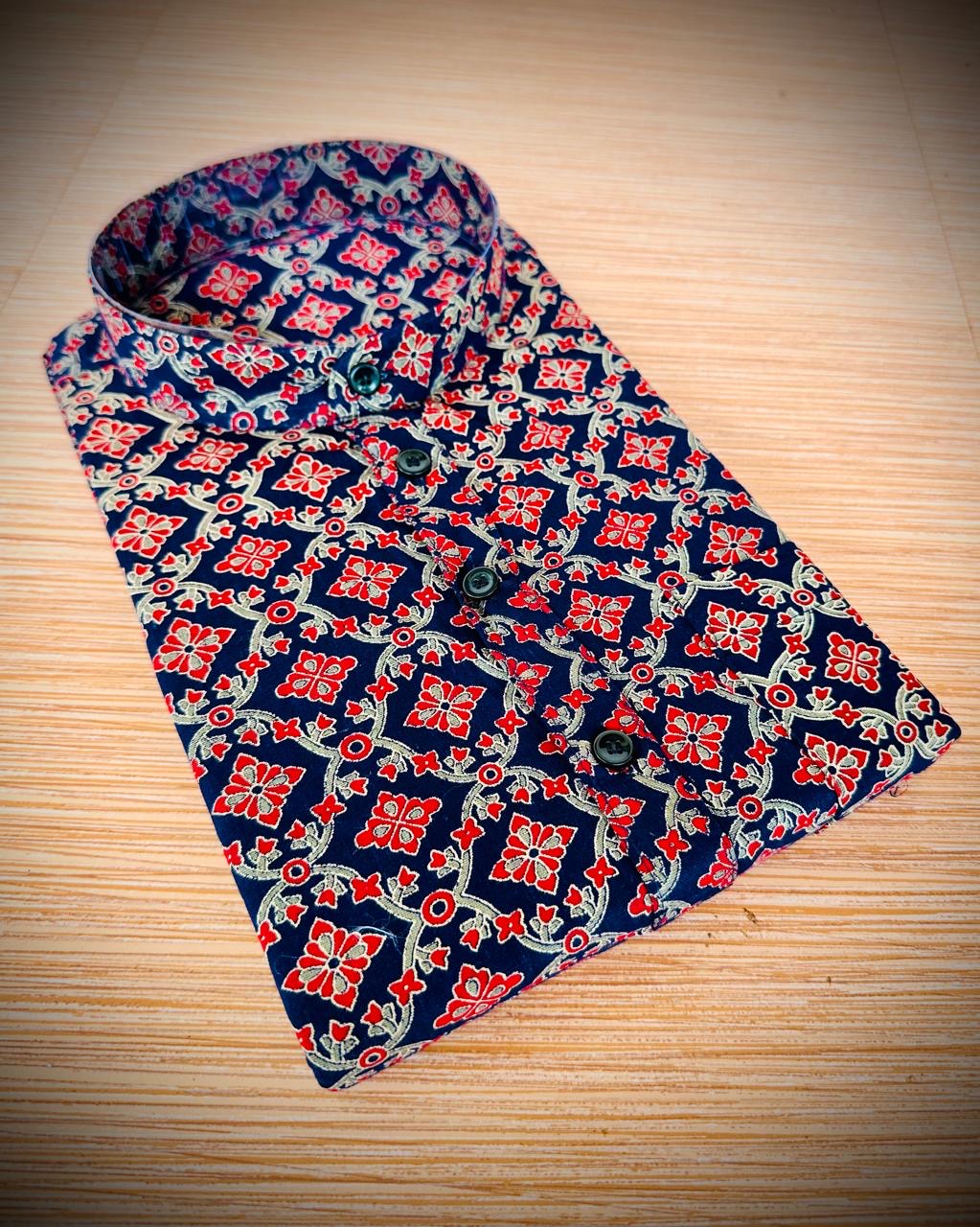 Floral Block Print Pure Cotton Kurtha